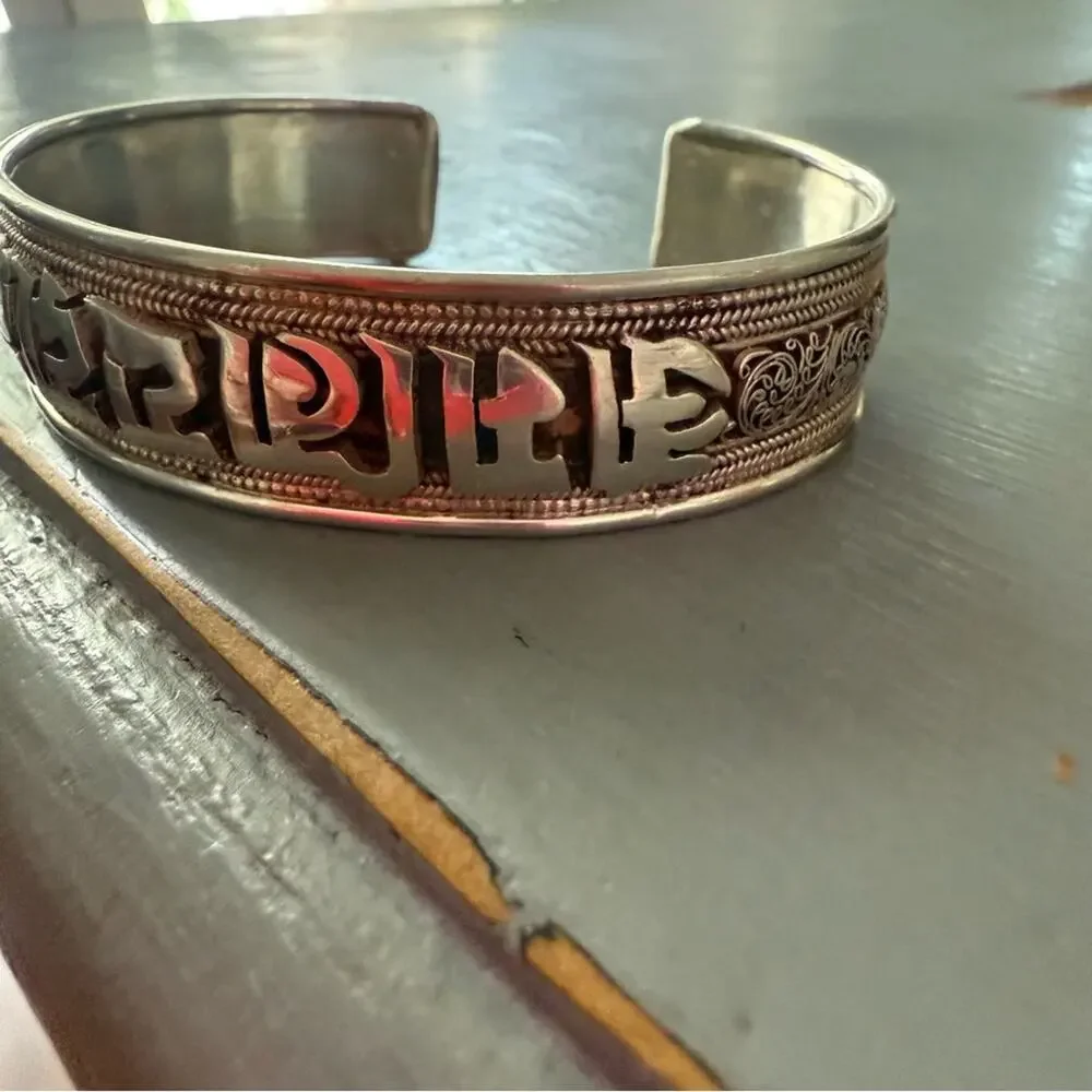 Mantra  Sterling Silver Cuff Bracelet